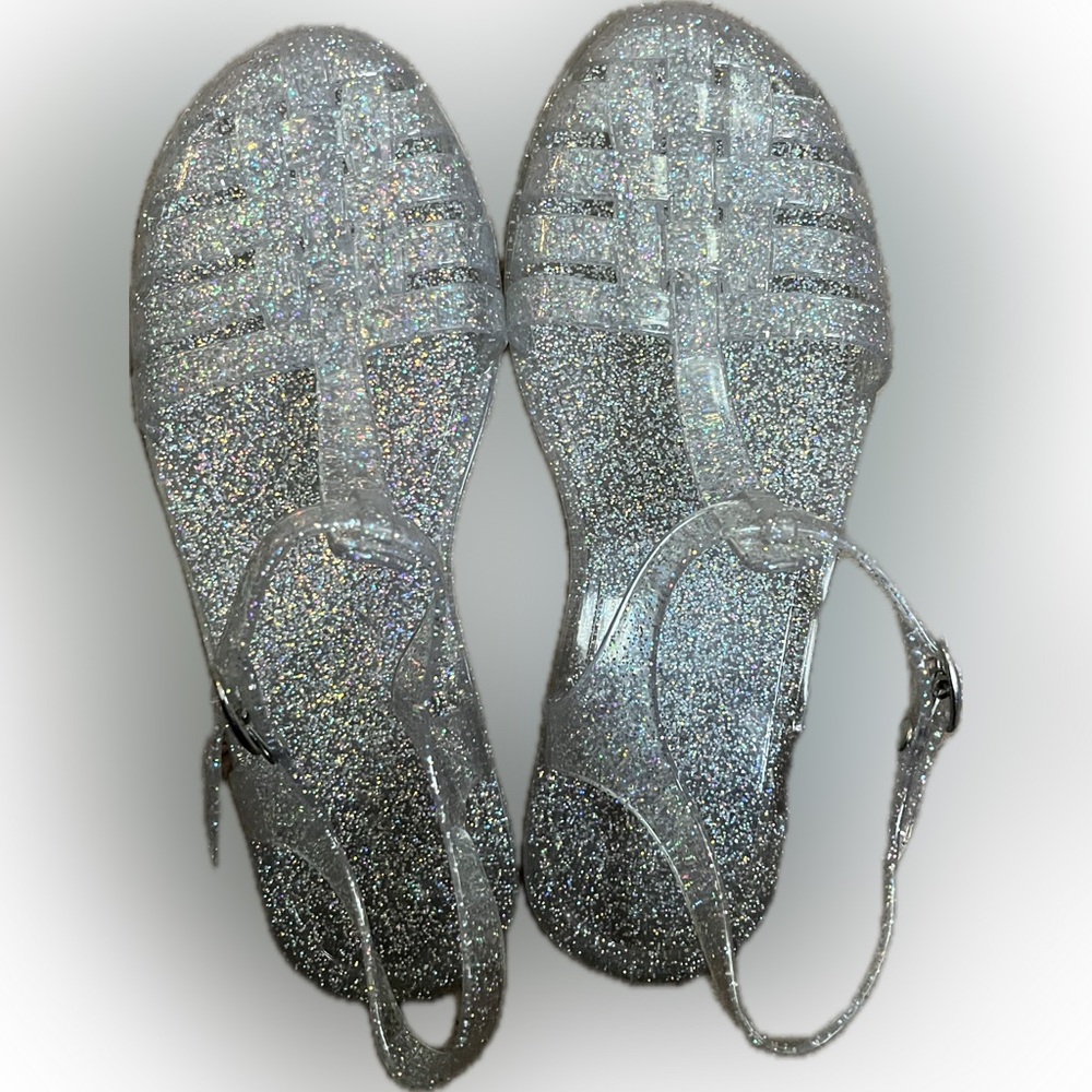 Old Navy Clear Glitter Jelly Sandals – Women’s Size 5